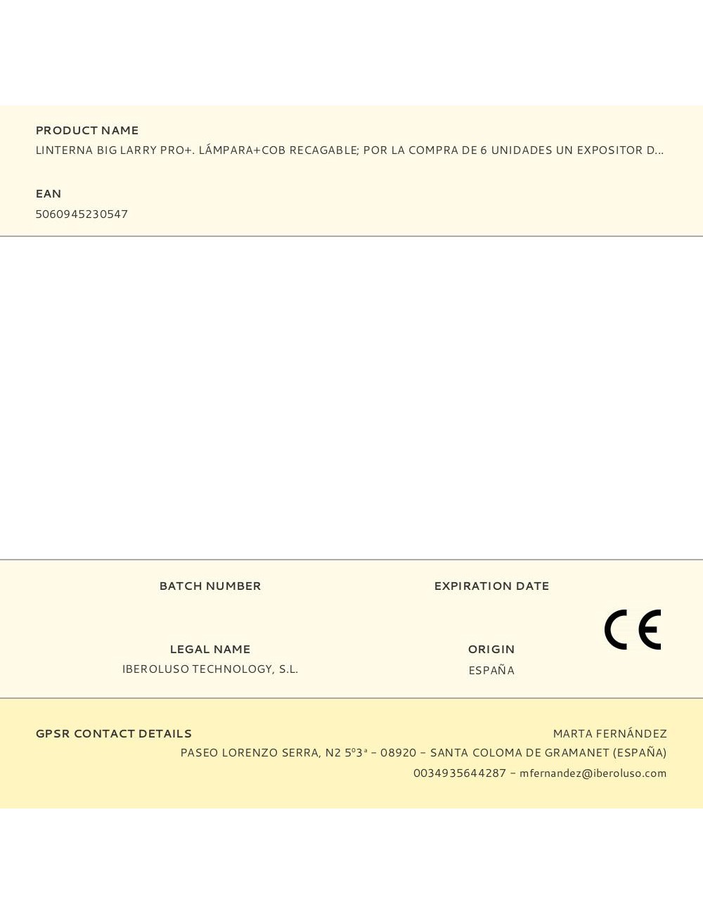 Linterna big larry pro+. lámpara+cob recagable por la compra de 6 unidades un expositor de regalo