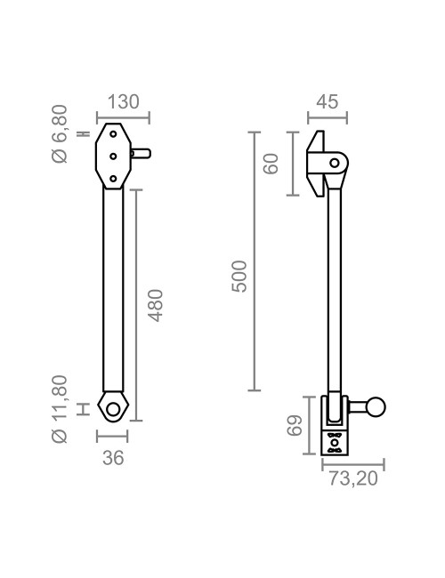 Juego de brazo para toldo stor tld10 500mm 10455 micel
