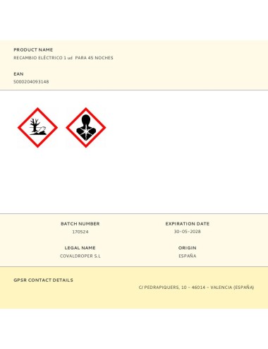 Recambio eléctrico 1 ud para 45 noches