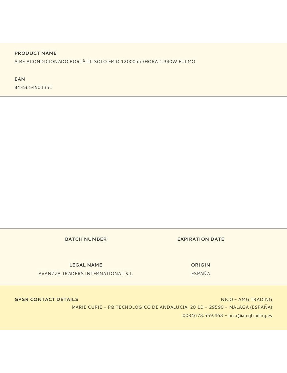 Aire acondicionado portátil solo frio 12000btu/hora 1.340w fulmo