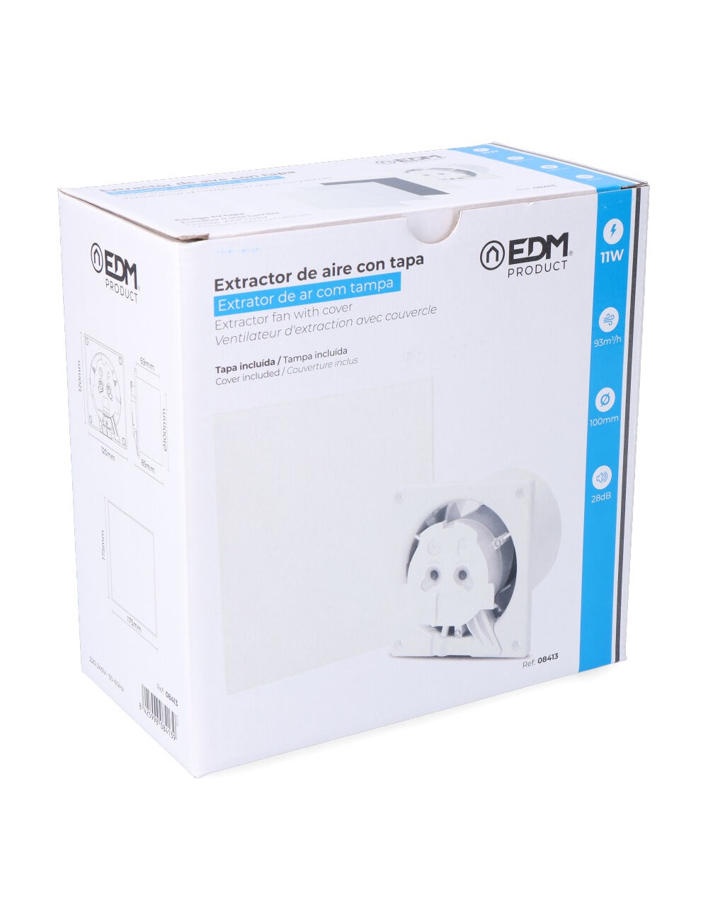 Extractor de aire con tapa blanca, ( personalizable) 11w ø10cm edm