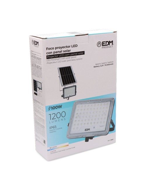 Foco proyector solar slim 100 w 1.200 lm 6500 k luz fría