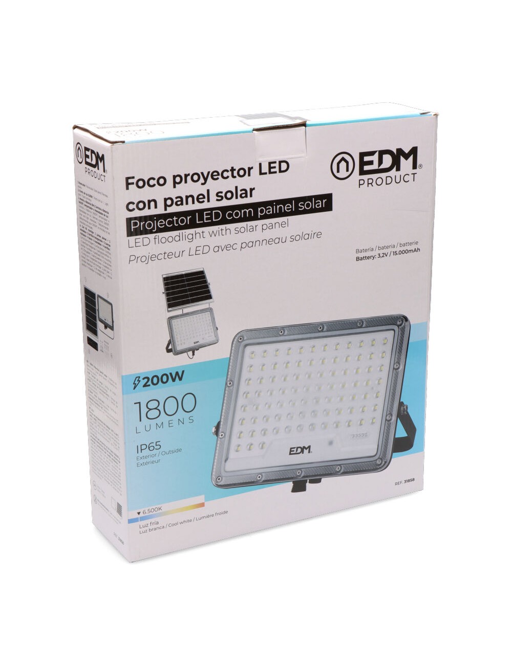 Foco proyector solar slim 200 w 1800 lm 6500 k luz fría