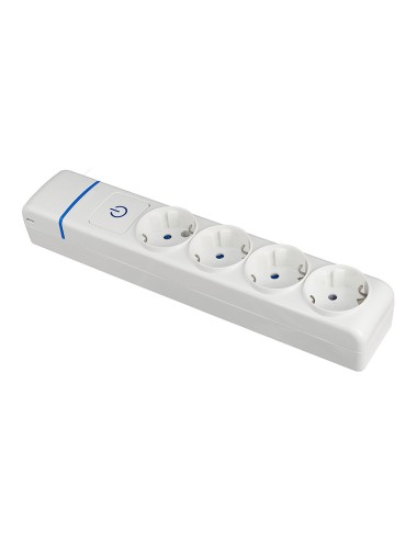 Base múltiple de 4 tomas 2p+t, 16 a 250 v con interruptor luminoso.