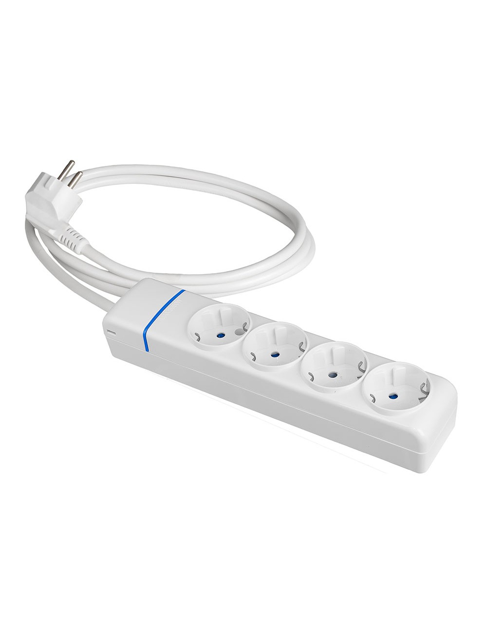 Base múltiple con 4 tomas 2p+t 1,5 m de cable h05vv-f 3g1,5 mm, 16 a 250 v 3680 w, blanca
