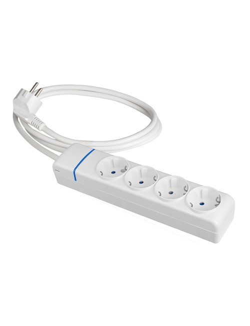 Base múltiple con 4 tomas 2p+t 1,5 m de cable h05vv-f 3g1,5 mm, 16 a 250 v 3680 w, blanca