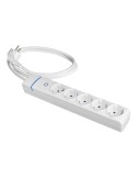 Base múltiple con 5 tomas 2p+t, con interruptor luminoso, 1,5 m cable h05vv-f 3g1,5 mm, blanca