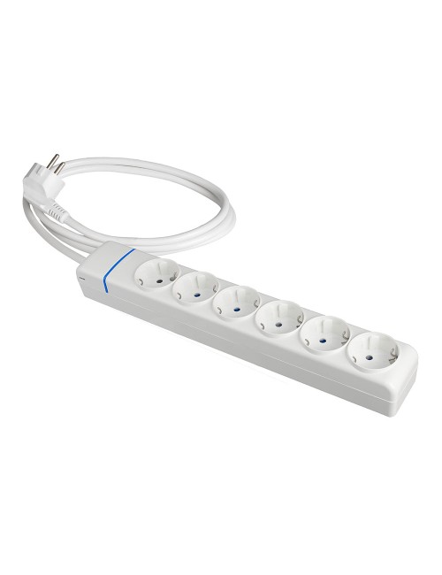 Base múltiple con 6 tomas 2p+t 1,5 m de cable h05vv-f 3g1,5 mm, 16 a 250 v 3680 w, blanca