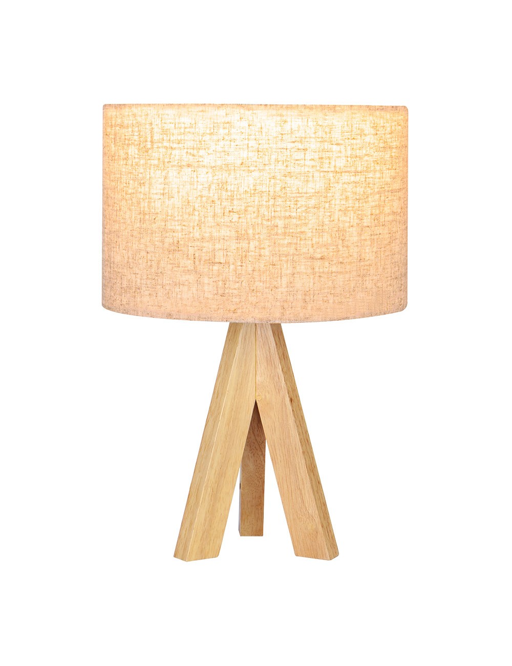 Lámpara mesa e27 madera y tela (bombilla no incluida)