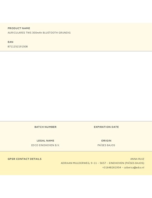 Auriculares tws 300mah bluetooth grundig