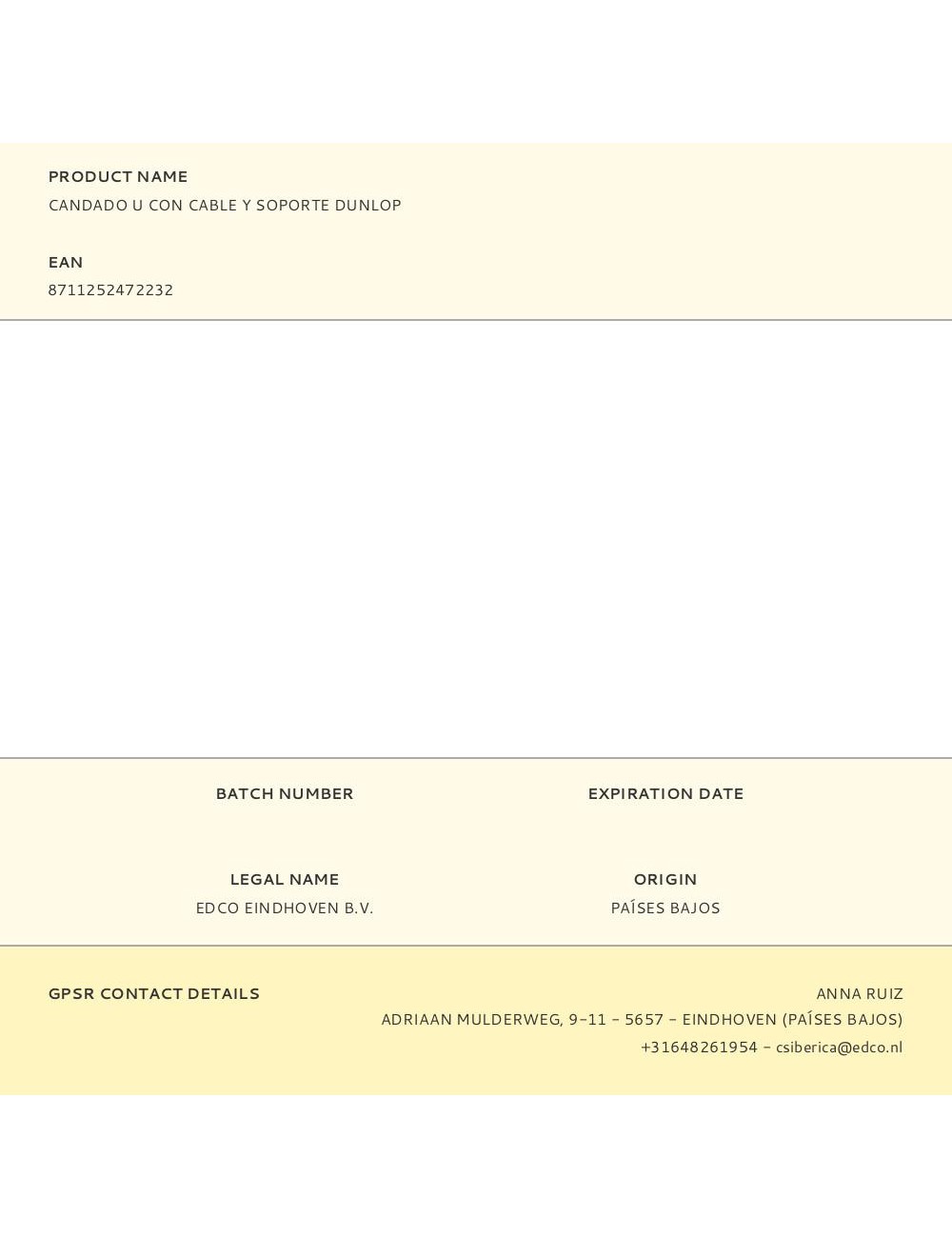 Candado u con cable y soporte dunlop