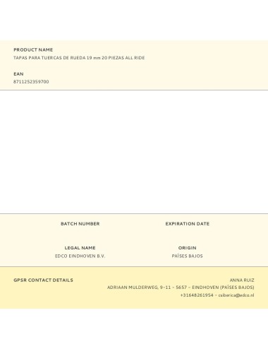 Tapas para tuercas de rueda 19 mm 20 piezas all ride