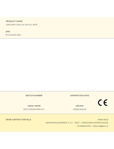 Cenicero con luz led all ride