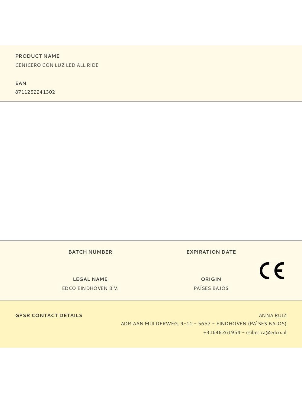 Cenicero con luz led all ride