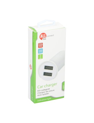 Cargador de automóvil 2,1a, 2usb 12/24v all ride