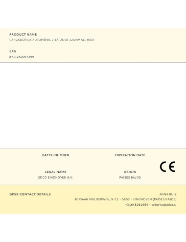 Cargador de automóvil 2,1a, 2usb 12/24v all ride