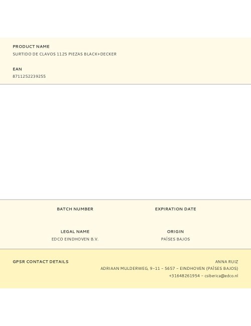 Surtido de clavos 1125 piezas black+decker