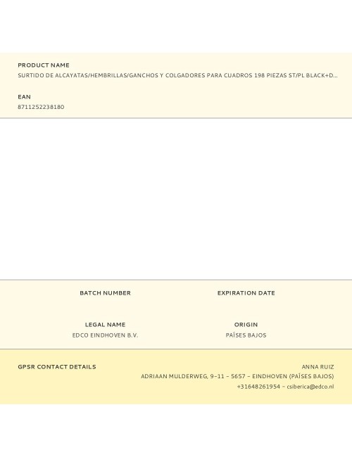 Surtido de alcayatas/hembrillas/ganchos y colgadores para cuadros 198 piezas st/pl black+decker