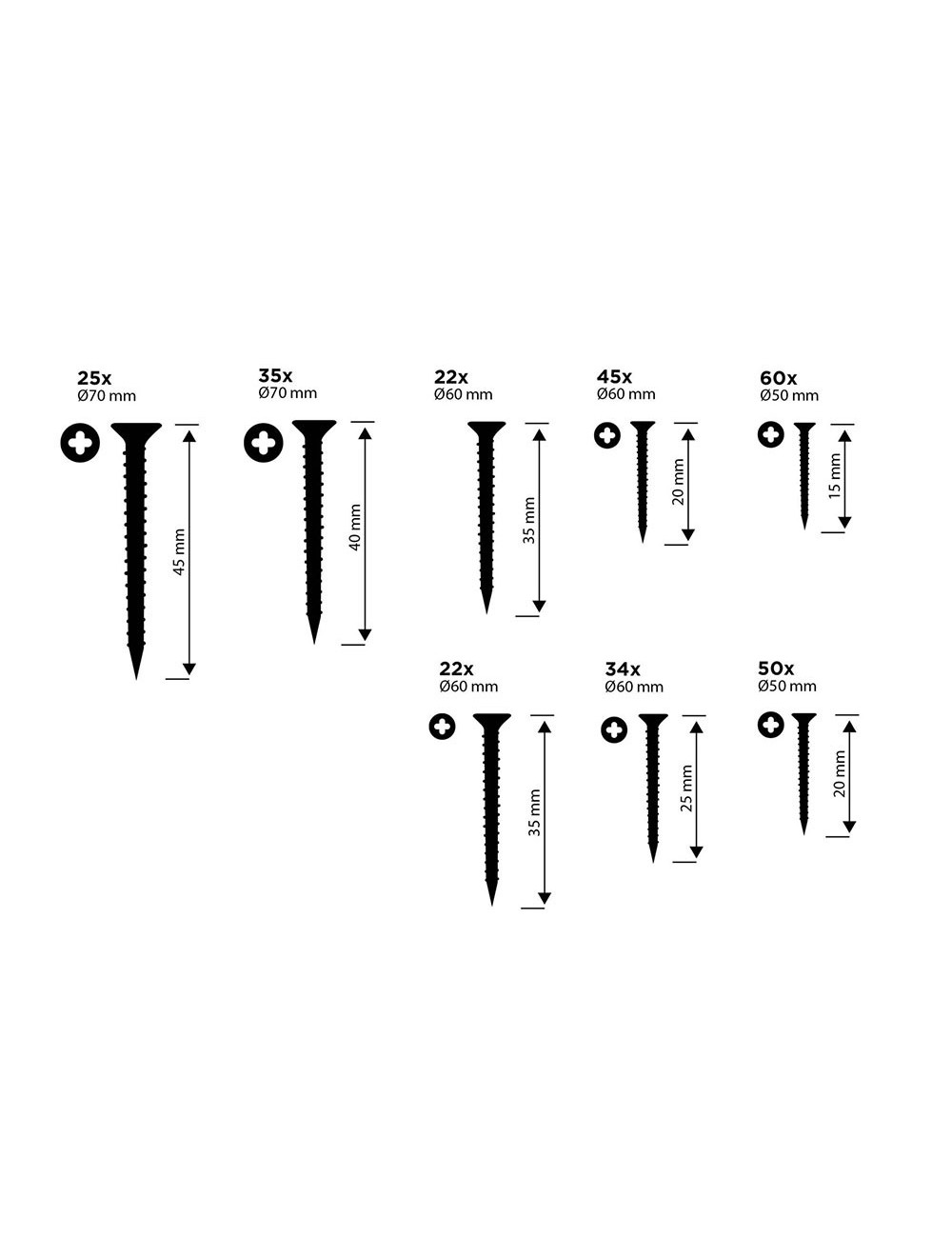 Surtido de tornillos para madera cabeza ph black+decker