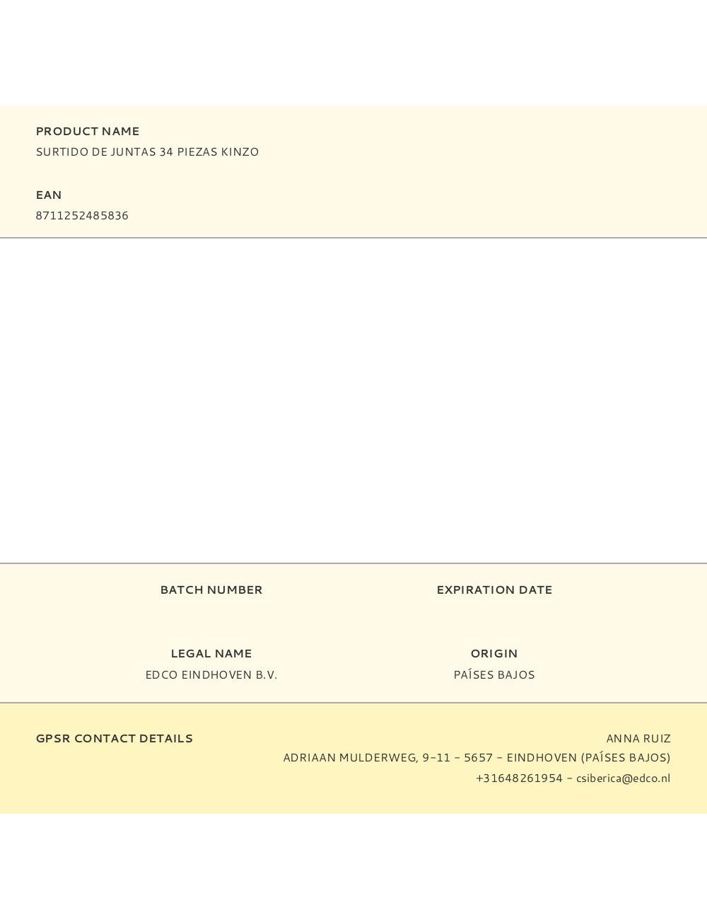 Surtido de juntas 34 piezas kinzo