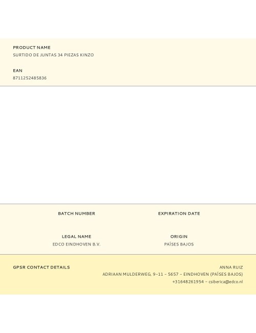 Surtido de juntas 34 piezas kinzo