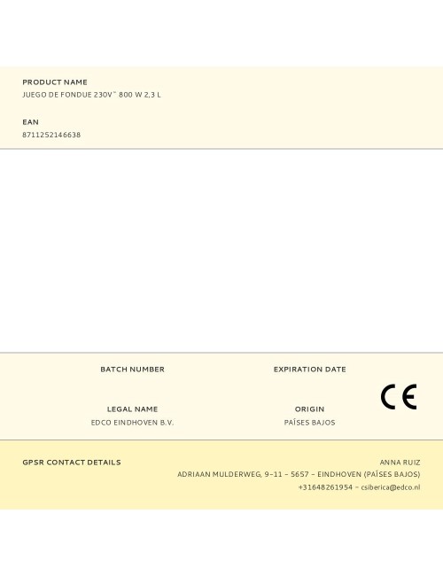 Juego de fondue 230v~ 800 w 2,3 l