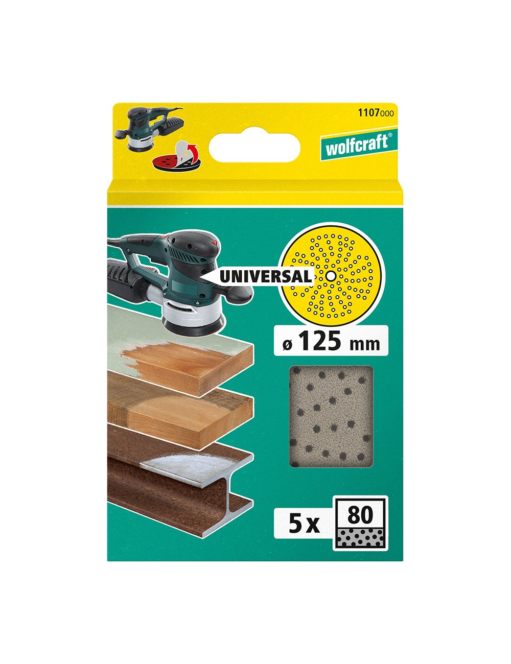 Disco de lijar multiorificio para lijadora excéntrica, ø125mm, grano 80