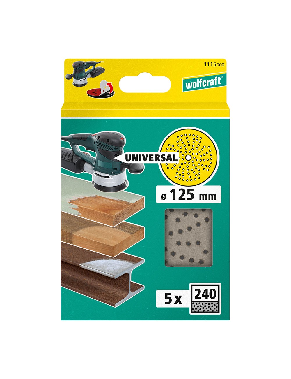 Disco de lijar multiorificio para lijadora excéntrica, ø125mm, grano 240