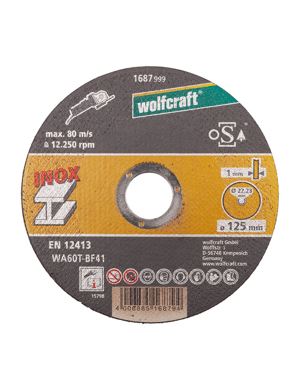 Disco corte inox ø125 x 1,0 x 22,2 mm, caja 10 uds