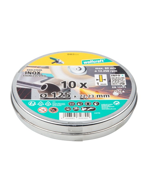 Disco corte inox ø125 x 1,0 x 22,2 mm, caja 10 uds