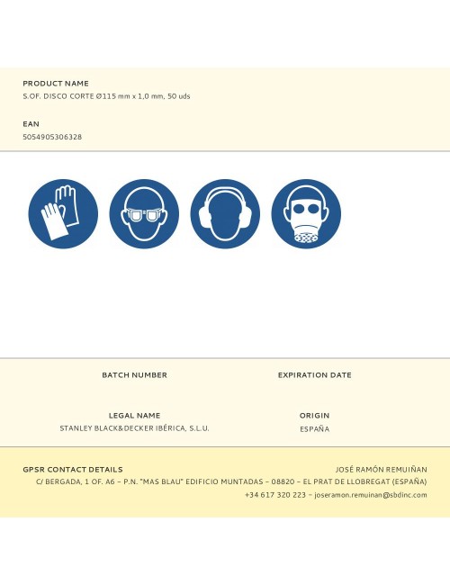 S.of. disco corte ø115 mm x 1,0 mm, 50 uds