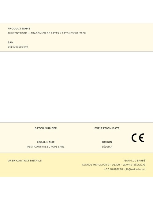 Ahuyentador ultrasónico de ratas y ratones weitech