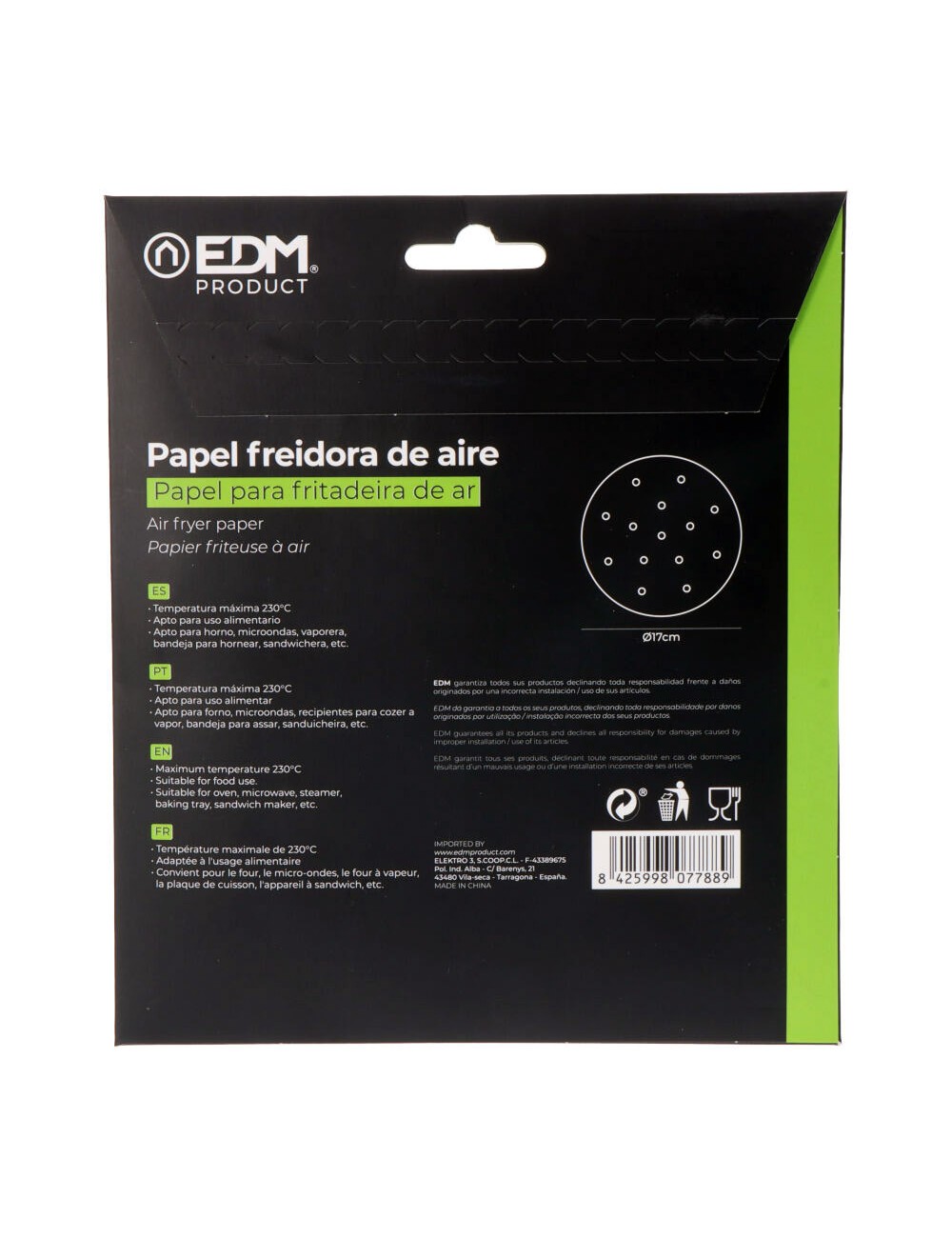 Papel freidora de aire ø17cm 100 uds