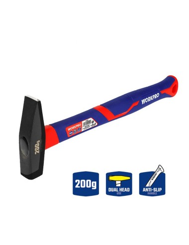 Martillo de maquinista con mango de fibra de vidrio, 200 g