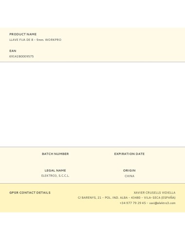 Llave fija de 8 - 9 mm