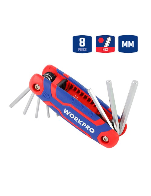 Llaves allen, juego de 8 piezas, plegables (métrico)