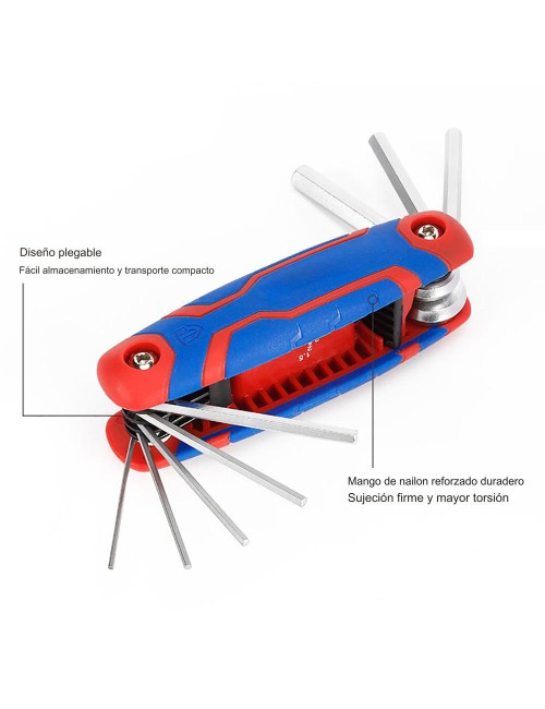 Llaves allen, juego de 8 piezas, plegables (métrico)