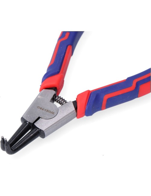 Alicates curvos 90° arandelas pro, retención interior, 180 mm