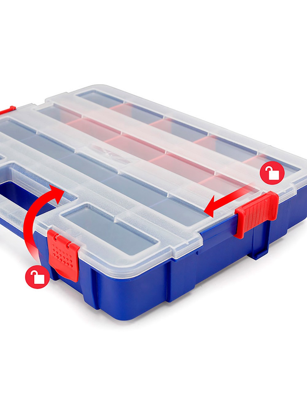 Organizador de compartimentos apilable con tapa 18 divisiones
