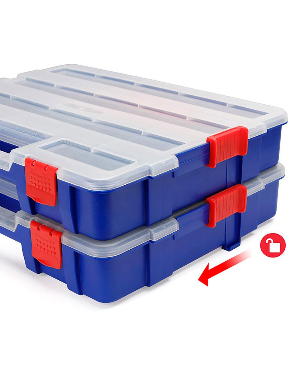 Organizador de compartimentos apilable con tapa 18 divisiones