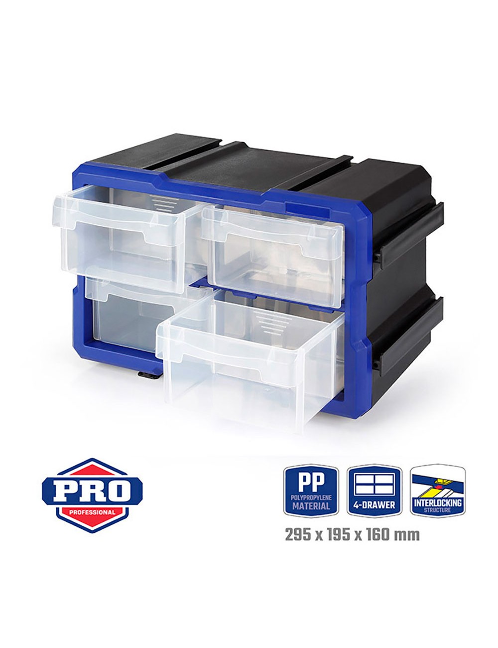 Organizador apilable de 4 cajones