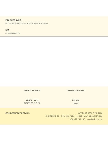 Lapicero carpintero, 2 unidades workpro