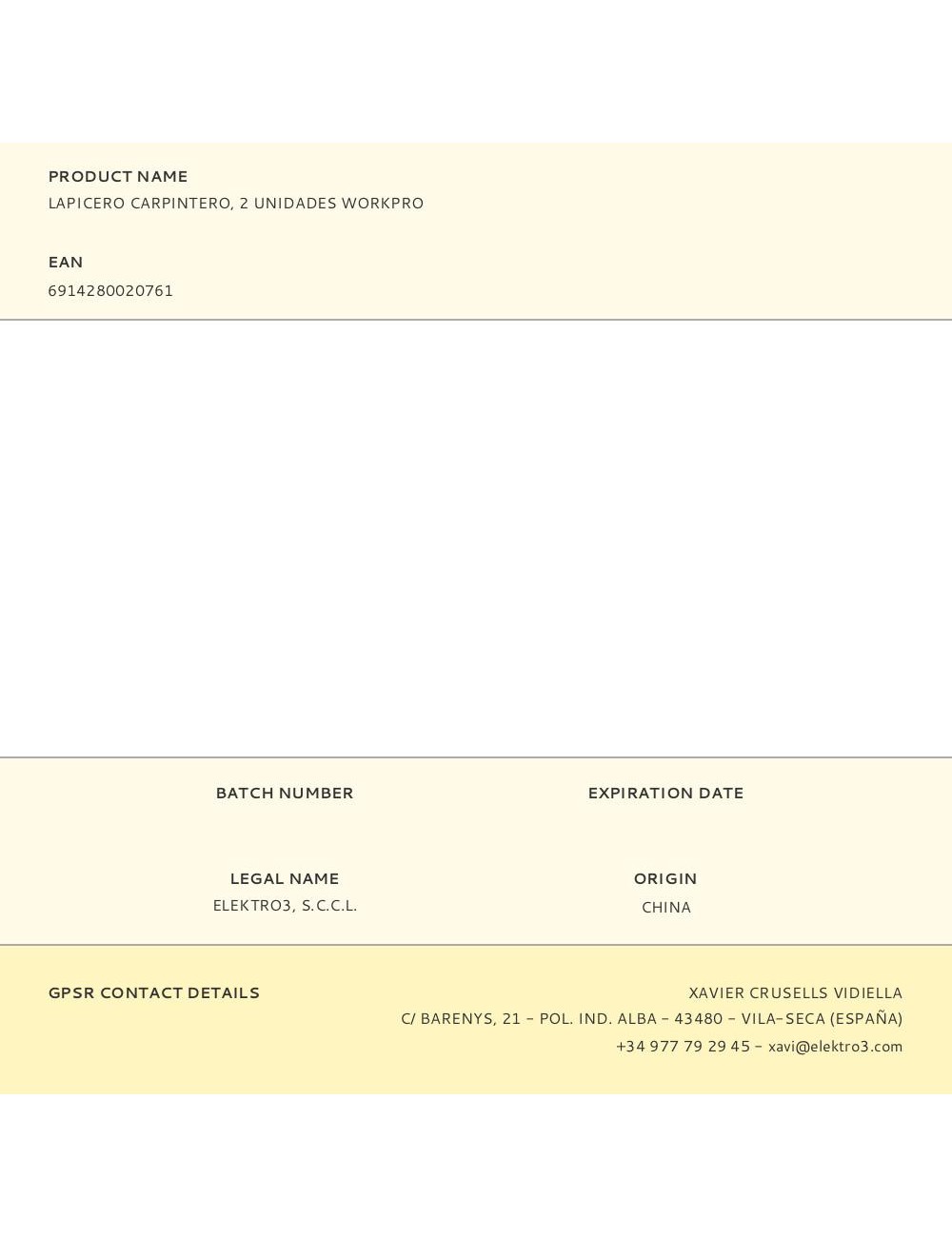 Lapicero carpintero, 2 unidades workpro