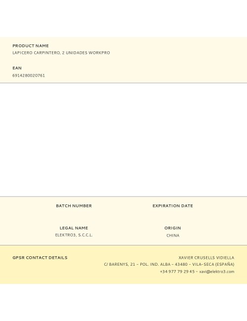 Lapicero carpintero, 2 unidades workpro