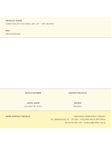 Conector de 3 vias ideal 3/4", 1/2" - 5/8", blister