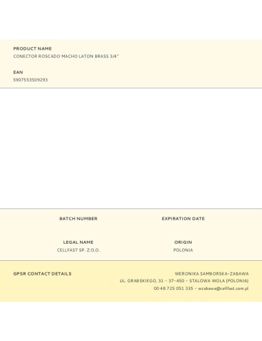 Conector roscado macho laton brass 3/4"