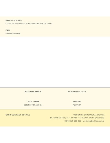 Lanza de riego de 2 funciones brass cellfast