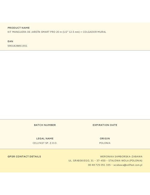 Kit manguera de jardín smart pro 20 m (1/2" 12.5 mm) + colgador mural