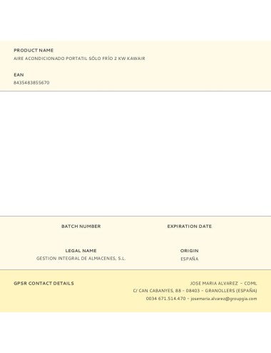 Aire acondicionado portatil sólo frío 2.0 kw