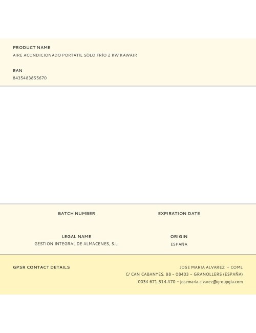 Aire acondicionado portatil sólo frío 2.0 kw